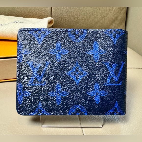 Sold x LOUIS VUITTON🔹Monogram Blue Multiple Bifold wallet Virgil Abloh - Picture 3 of 6
